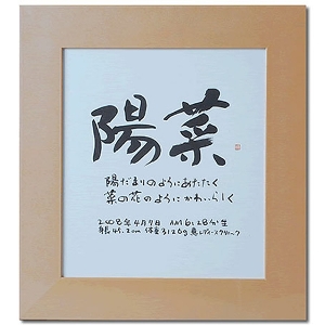 木村怜由 命名書色紙額 大タイプ プレゼント